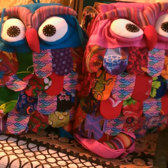 2 CUTE HAND-MADE OWL BACKPACKS - Picture 6 of 8